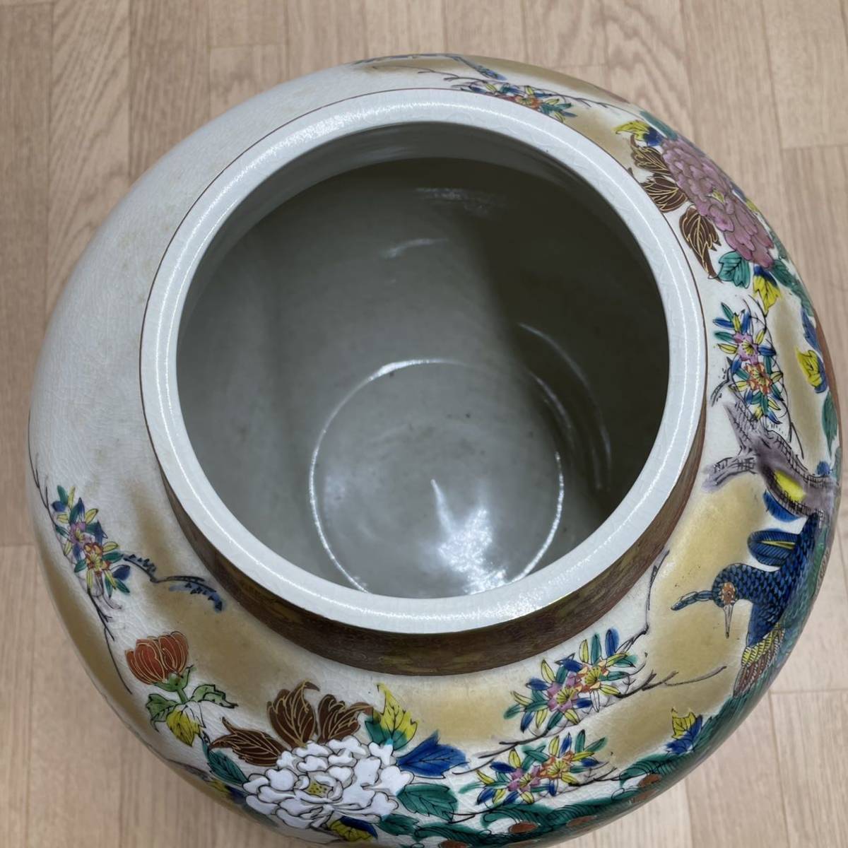 九谷焼 花瓶 花器 壺 秋峰 九谷 | 山茶花 つぼ 鶴 花鳥 大花瓶 勇峰
