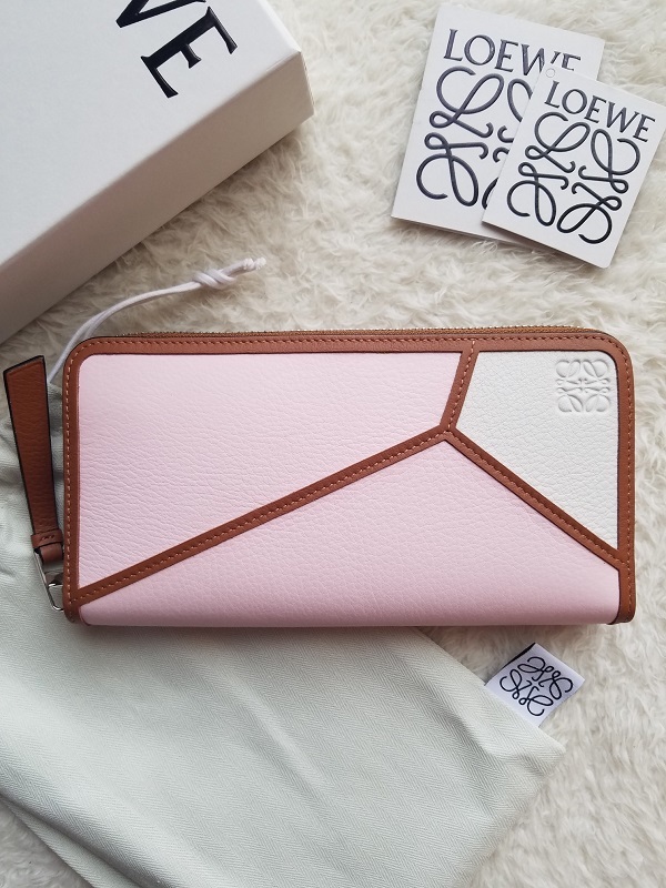 新品 LOEWE ロエベ Puzzle パズル ジップ 長財布 ICY PINK/SOFT WHITE 122N30XF13.6429