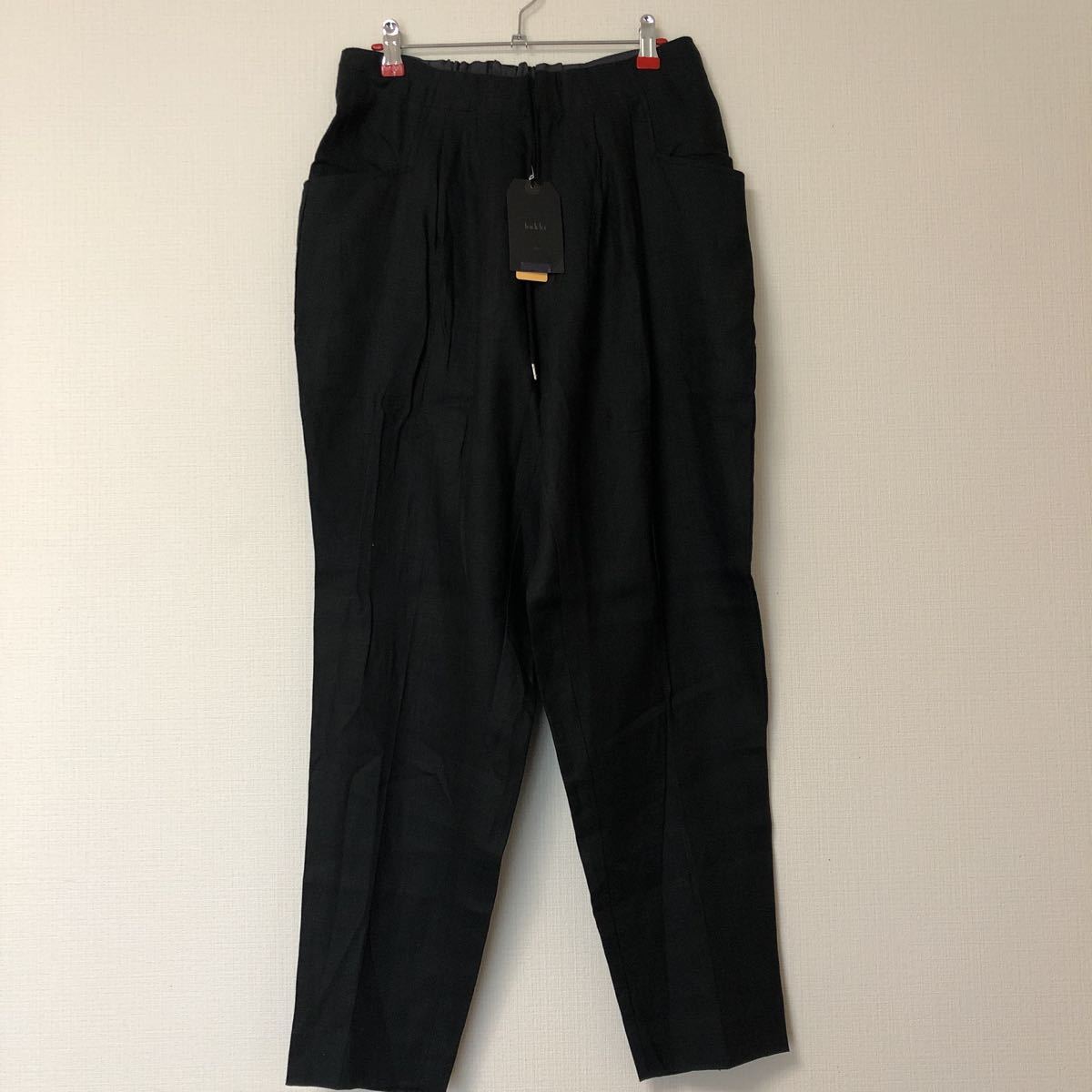 【豊富な，セール】 k タグ付き bukht リネン イージーパンツ タック ワイド テーパードパンツ 黒 ブラック メンズ 1 麻(Sサイズ)｜売買されたオークション情報、yahooの商品情報をアーカイブ公開 - オークファン Sサイズ