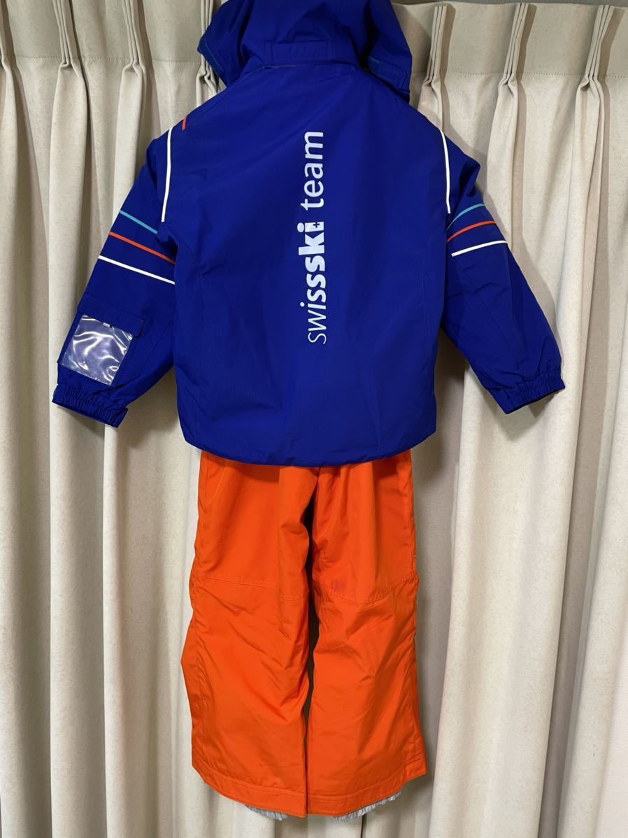 子ども用オレンジ青スキーウェア デサント スキーウェア上下 キッズ