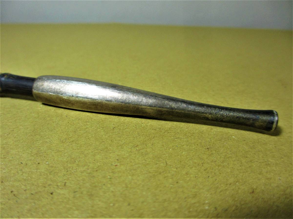 ☆ 喫煙具 キセル 煙管 純銀約36g 根付・瑪瑙・煙草入・金象嵌彫刻 