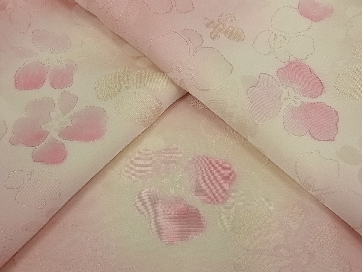 正絹 逸品 暈し染め 単衣 草花文 型染め 藍 平和屋-こころ店