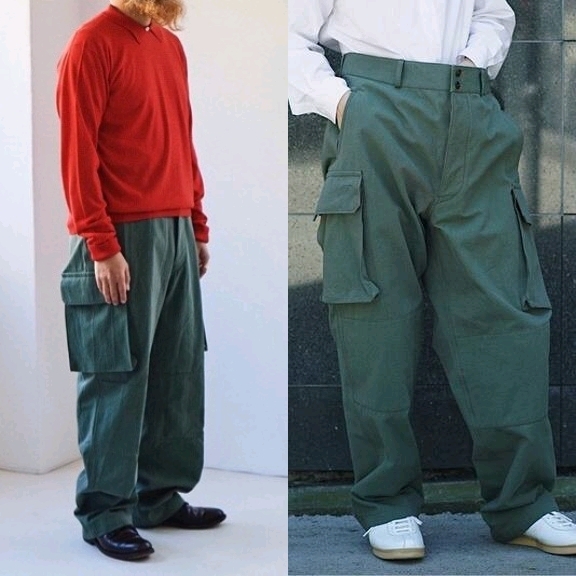 新品□21AW MAATEE&SONS カーゴパンツ ARMY PANTS 2 ヨリ杢 MILITARY 