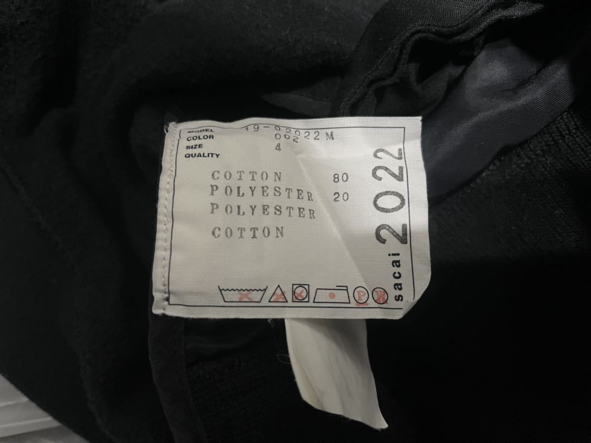 希少】NIKE × SACAI 19SS Unisex Hoodie Black サイズ4（XL） /ナイキ  