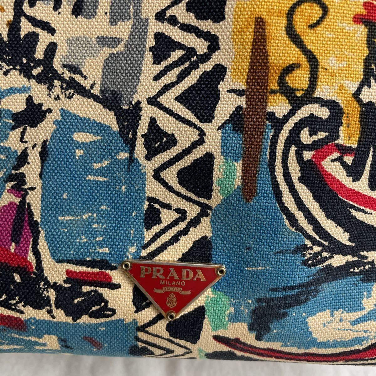 1円スタート 希少デザイン プラダ PRADA がま口 ハンドバッグ クラッチ