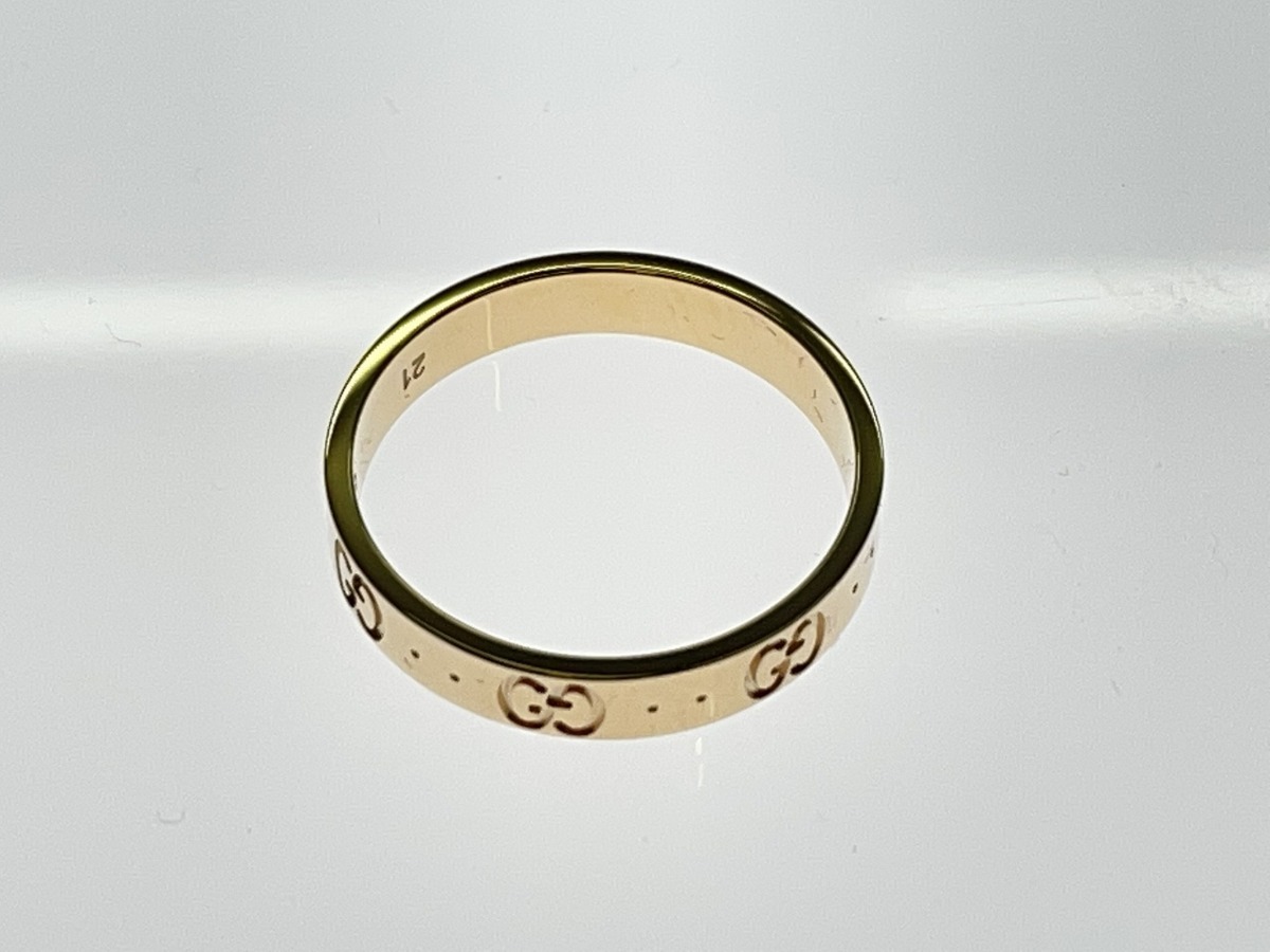 ○【GUCCI グッチ リング アイコンリング GGロゴ おしゃれ Au750 K18 
