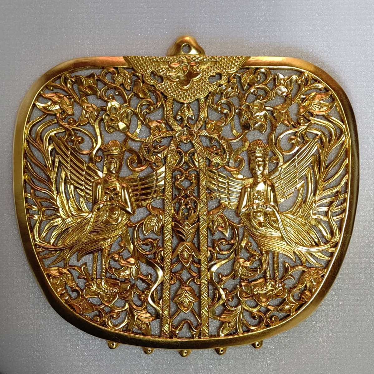 仏教美術 銅製　毛彫 華鬘 透かし彫 寺院 仏具 飾物 細密彫刻 仏像 金属工芸 仏教美術 木彫り華鬘 けまん 荘厳具 御本尊飾り 仏具 仏具御本尊飾り