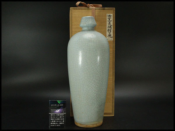 宋汝窯五子登科六孔ひょうたん瓶 装飾品 現代工芸品 美術品 置物 汝窯 公式通販 銀閣中国美術 瓶 花器 長胴 高37cm 旧家蔵出(YA857)