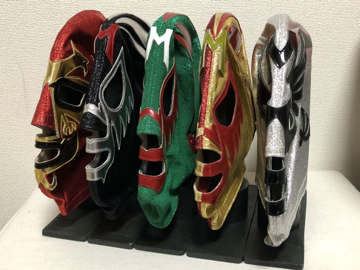 即決 プロレス マスク 覆面 スタンド 5個セット 検 マスカラス 