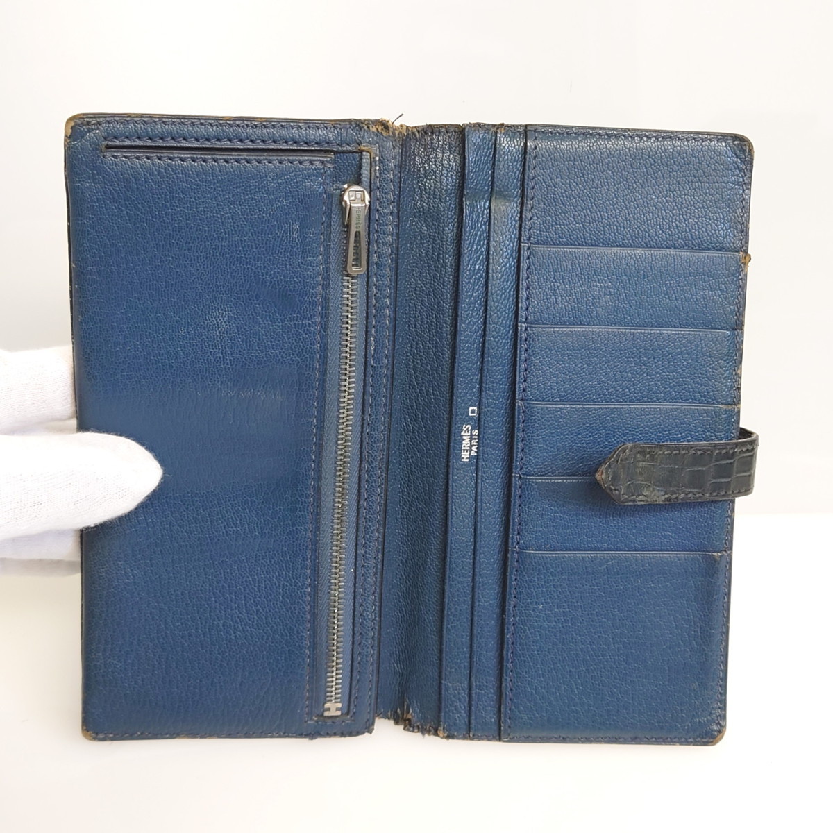 HERMES エルメス 財布 ベアン クロコダイル アリゲーター マット □F 