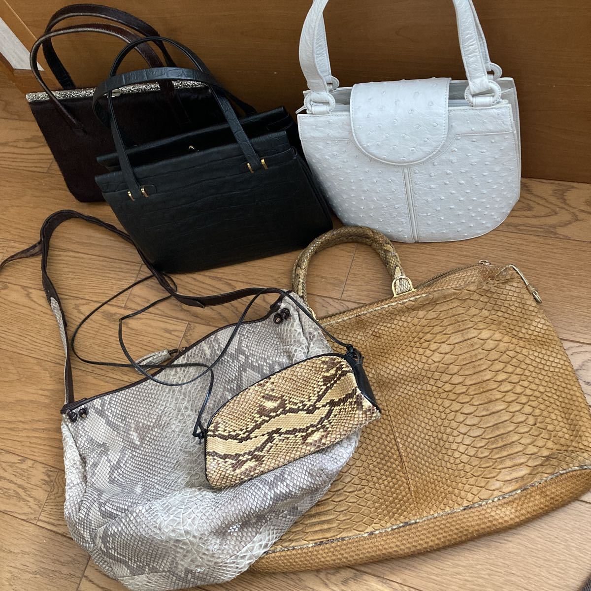 ハンドバッグ エキゾチックレザー オーストリッチ レザークラフト・革 