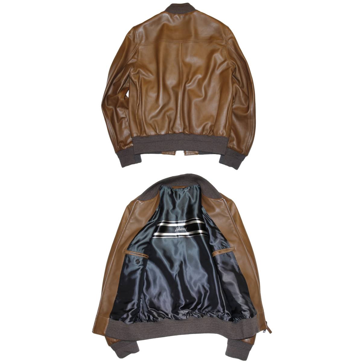 美品✨ブリオーニ レザージャケット 最高級 ラムレザー トロトロ感◎ キャメル 現品販売 96万◇ブリオーニ【吸い付く感触】ラムスキン レザー◇W-Zip