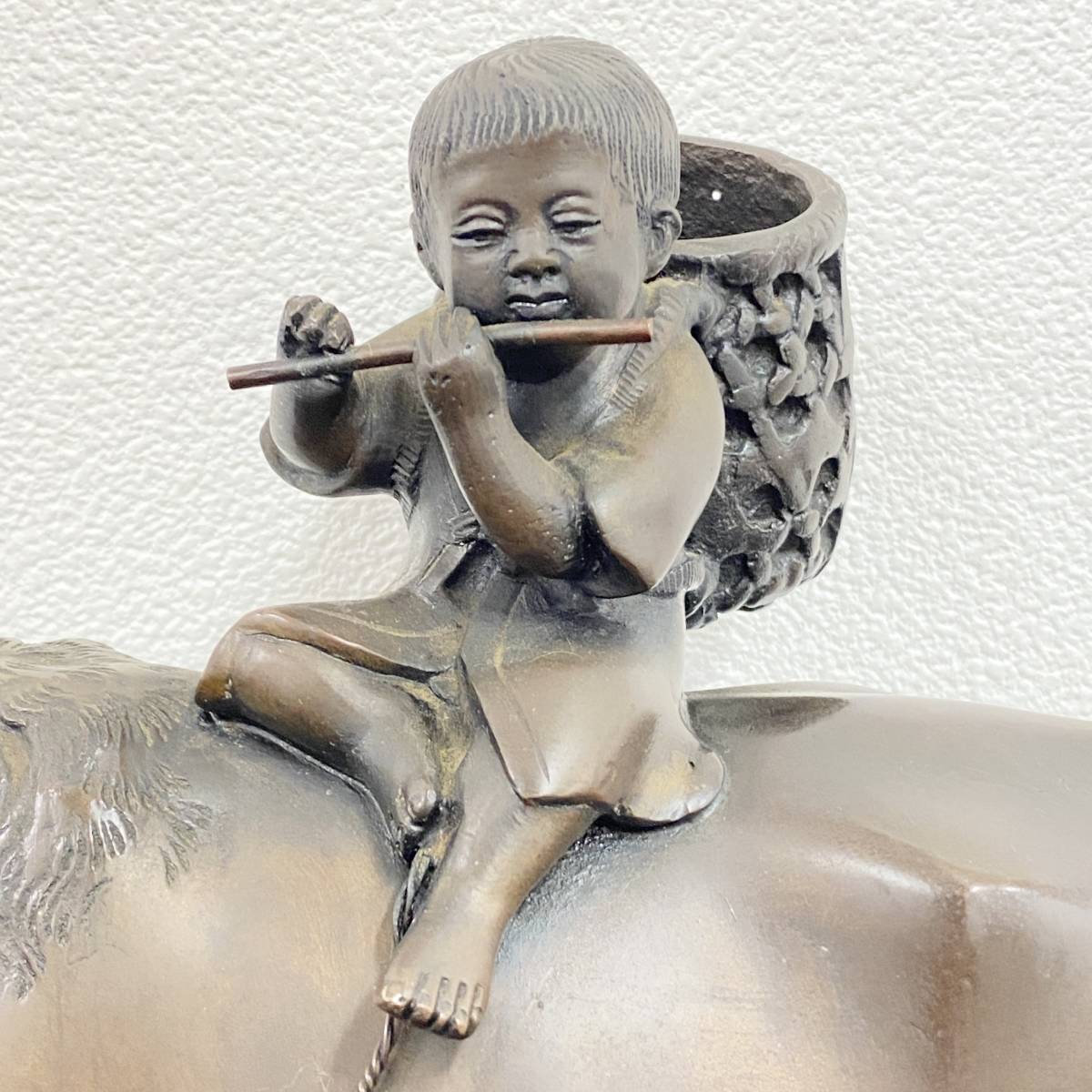 置物 牛 子供 インテリア オブジェ 笛吹童子 美術品 干支 丑 