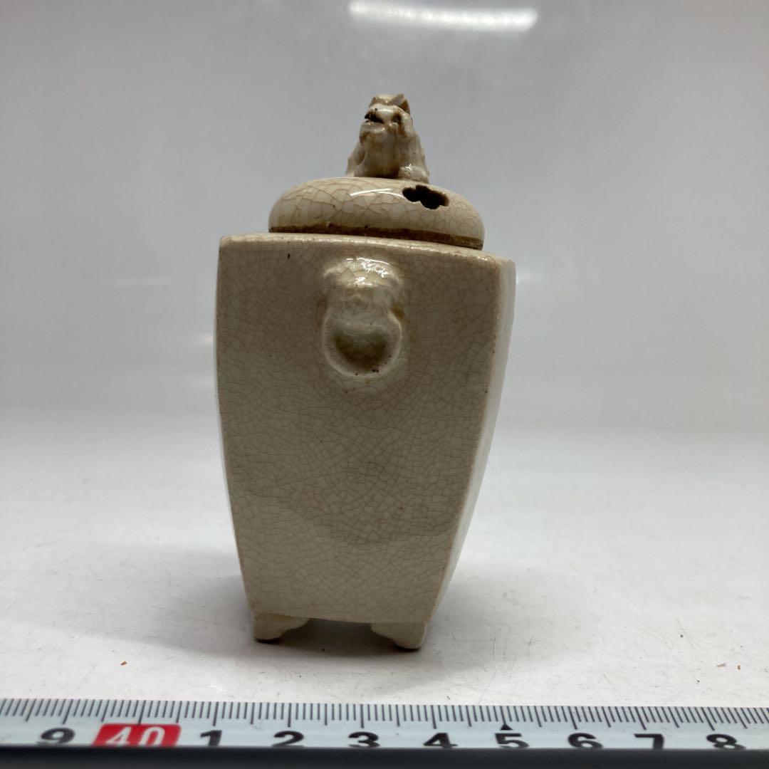 白薩摩 年代 19世紀後半 サツマ琪山作 三足香炉 三面網目 御