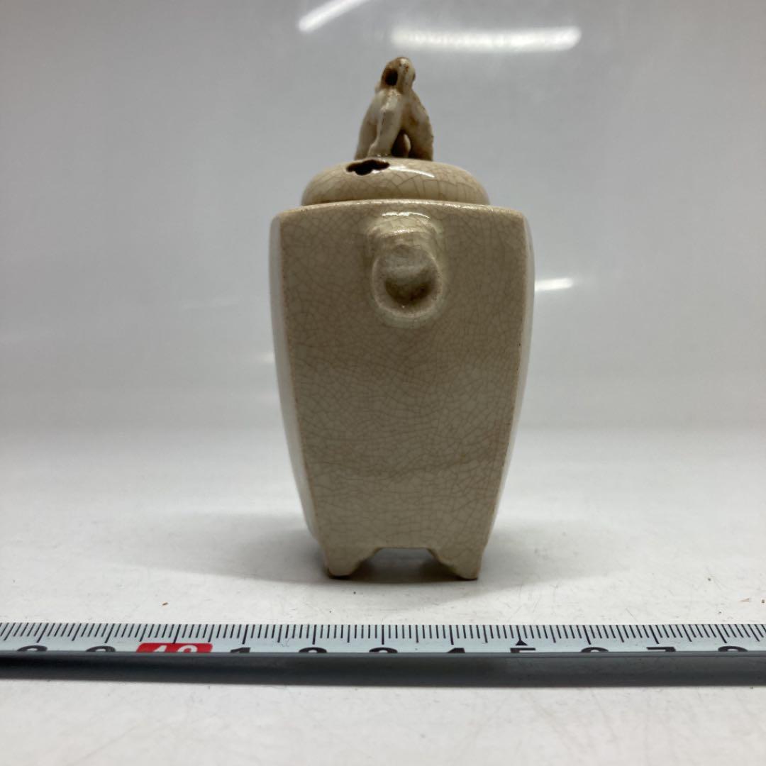 白薩摩 年代 19世紀後半 サツマ琪山作 三足香炉 三面網目 御