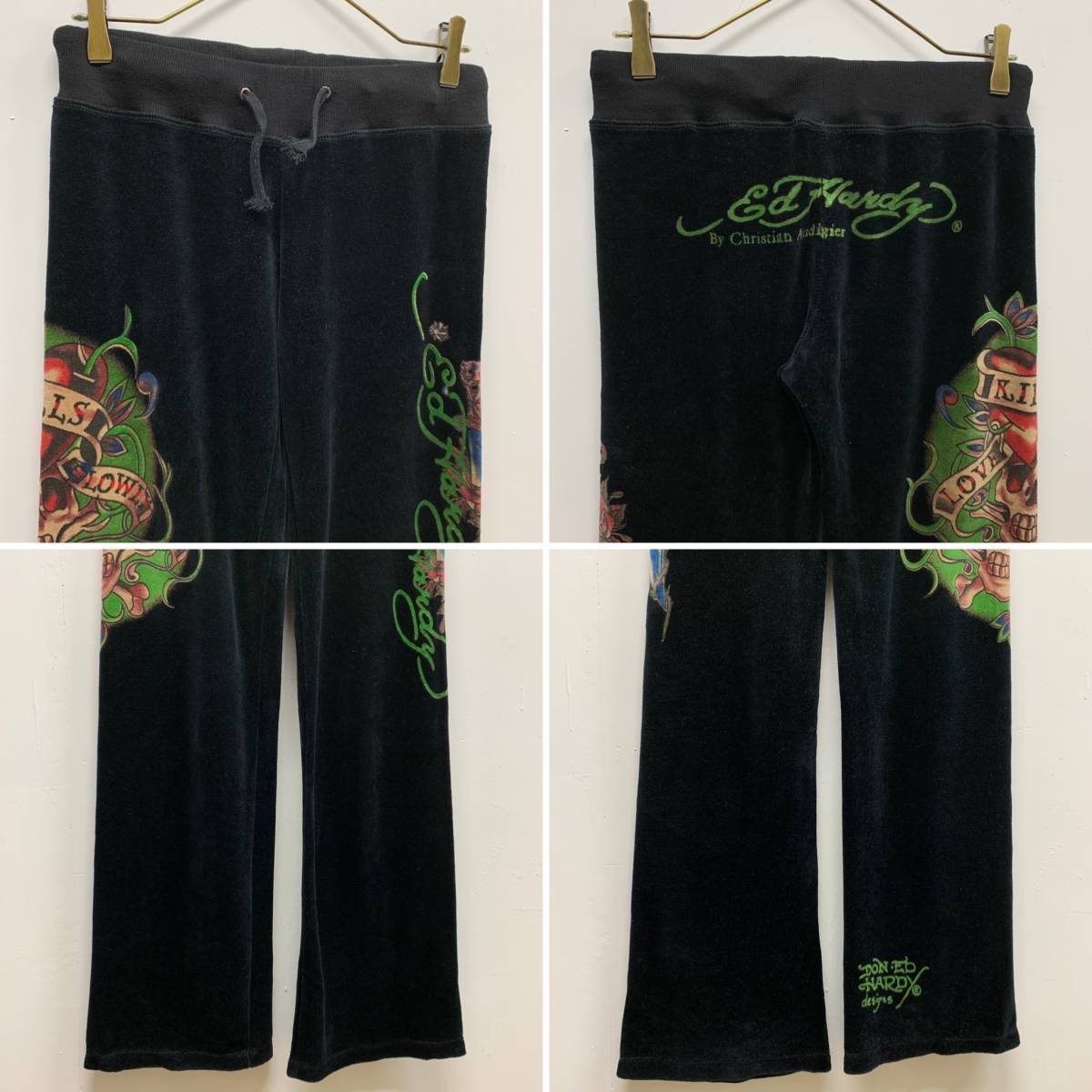 ☆Ed Hardy エドハーディー セットアップ ベロアフルジップパーカー 