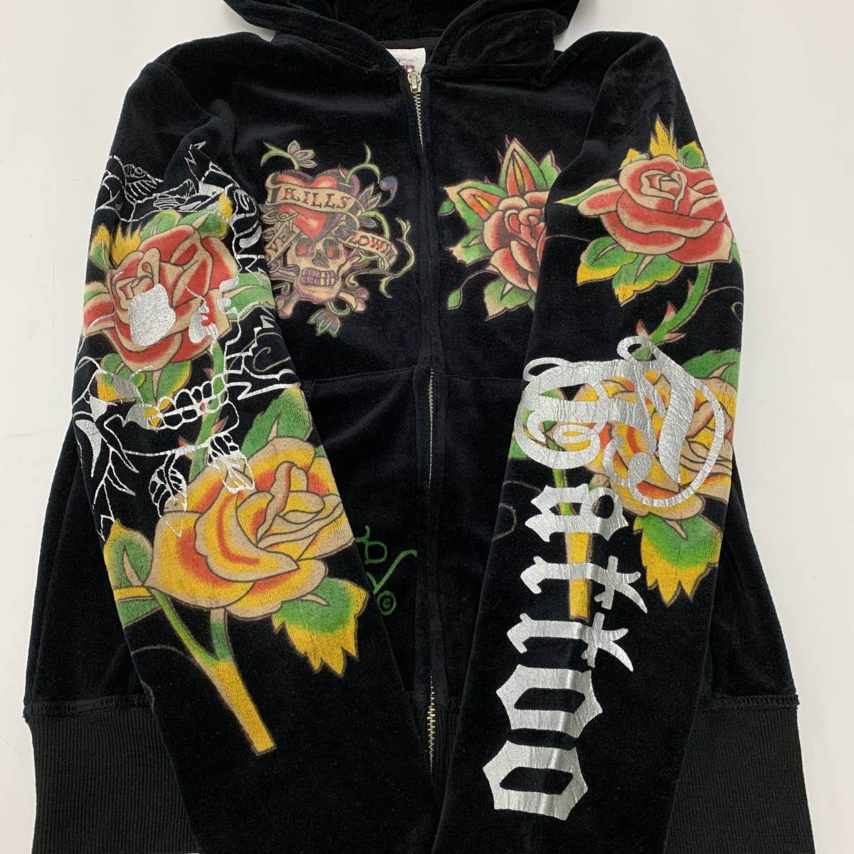 ☆Ed Hardy エドハーディー セットアップ ベロアフルジップパーカー 