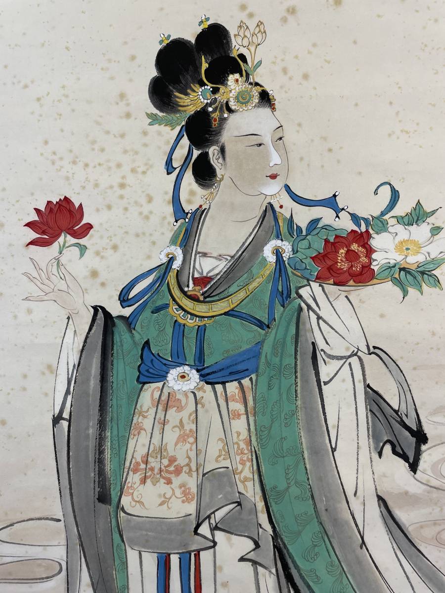 掛軸】〈張大千〉『唐美人図』〔紙本肉筆） /中国画 人物図 山水図