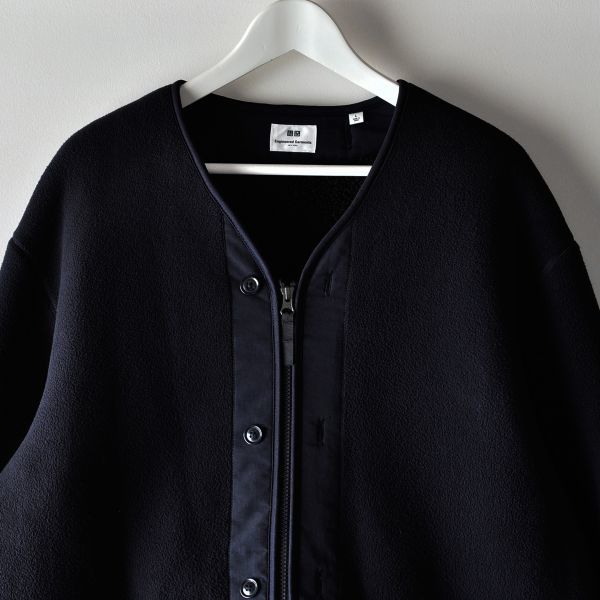 Engineered Garments フリースノーカラージャケット 紺 安し 3XL 
