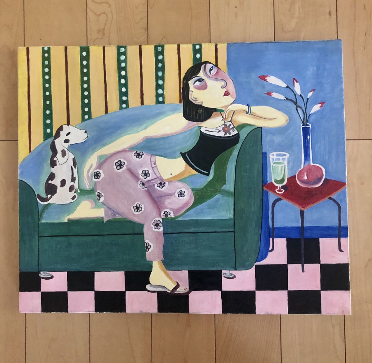 【100%新品，送料無料】 Modern Art 肉筆 油絵 ソファー女の子(人物画)｜売買されたオークション情報、yahooの商品情報をアーカイブ公開 - オークファン 人物画