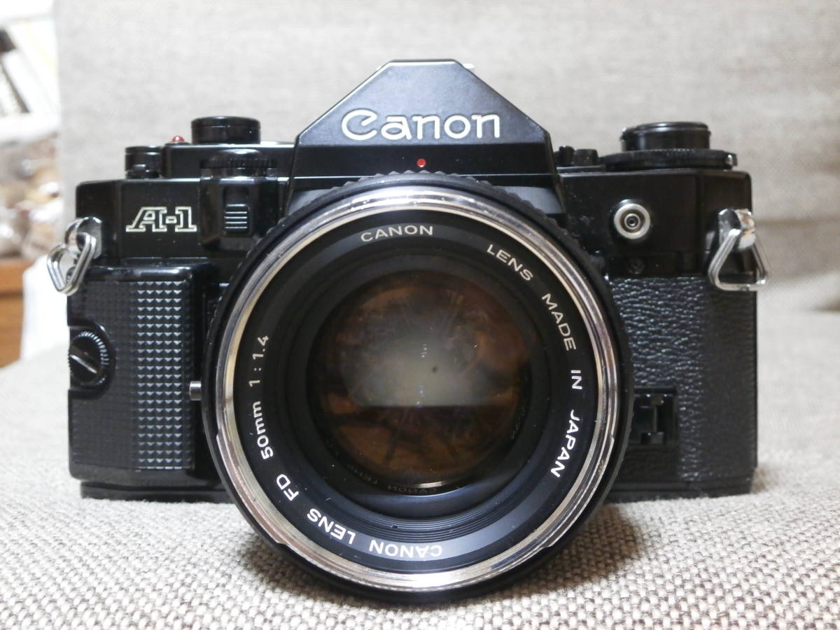 完動品】 Canon A-1 FD 50mm 1:1.4 モルト貼替動作確認済 完動品