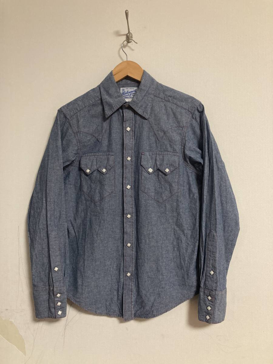 ★ROCKMOUNT ロックマウント 長袖ウエスタンシャツ USA製 14，5×32 シャンブレーシャツ 長袖シャツ レッドステッチ