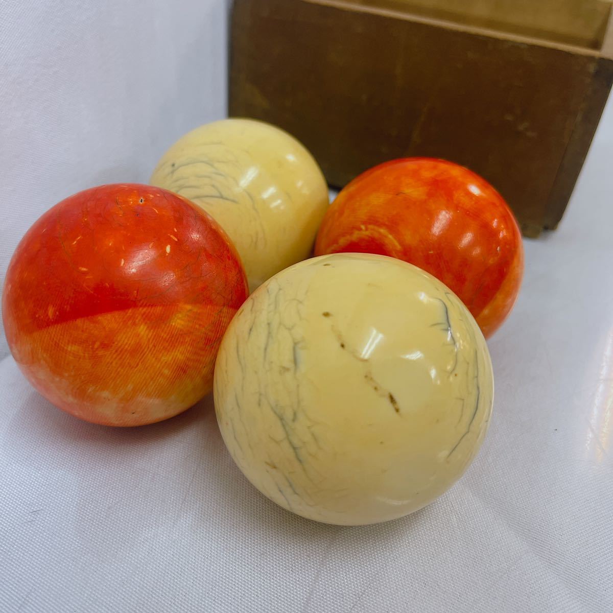 象牙風 ビリヤード キューボール 骨董品 赤白 【公式通販】