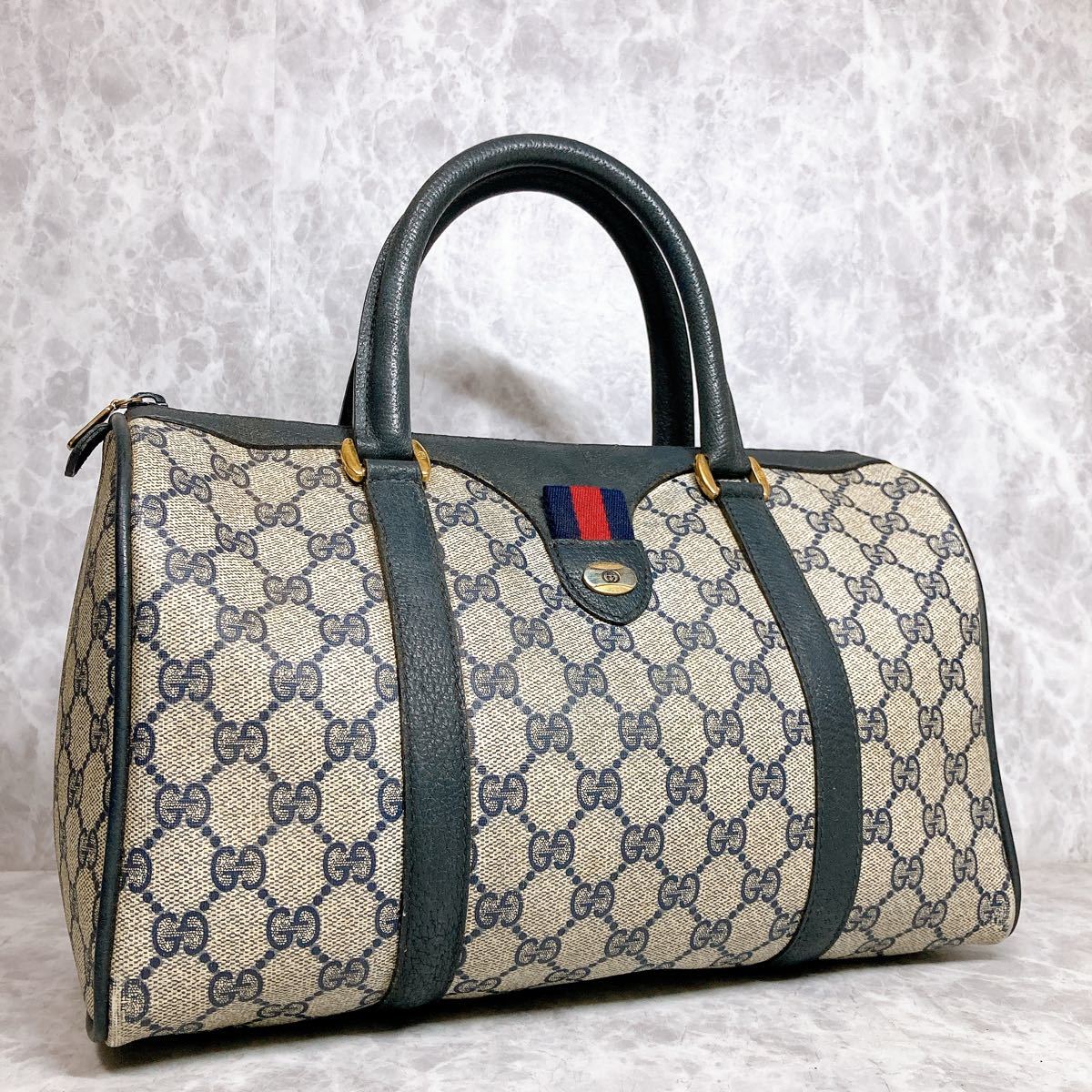 1円 超美品 オールドグッチ GUCCI シェリーライン GGスプリーム PVC 