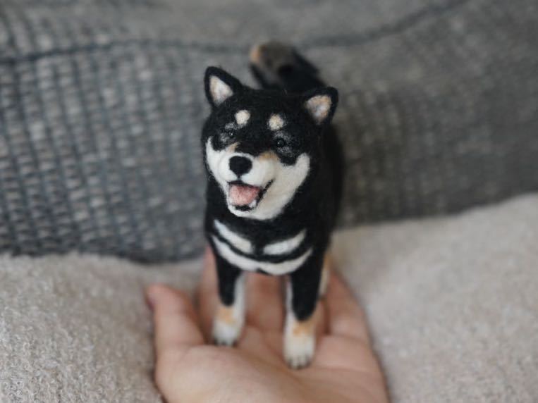 羊毛フェルト 柴犬 黒柴 羊毛 ハンドメイド 黒柴犬 | - 犬