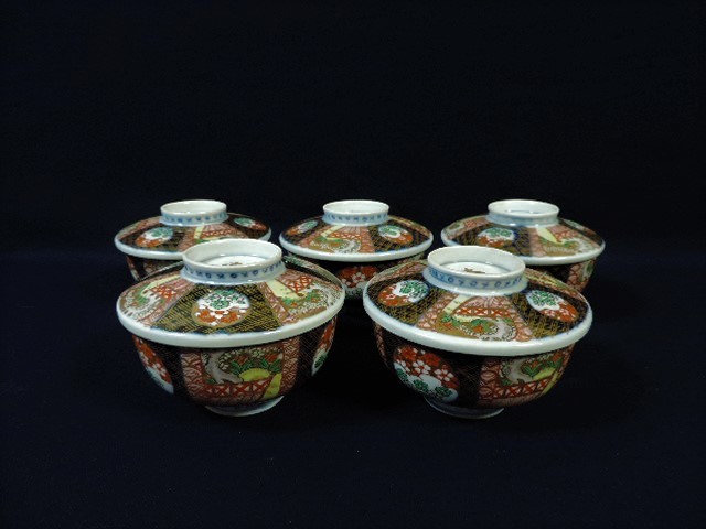 キッチン/食器 有田焼 古伊万里 金蘭錦手 茶碗 5客 江戸時代