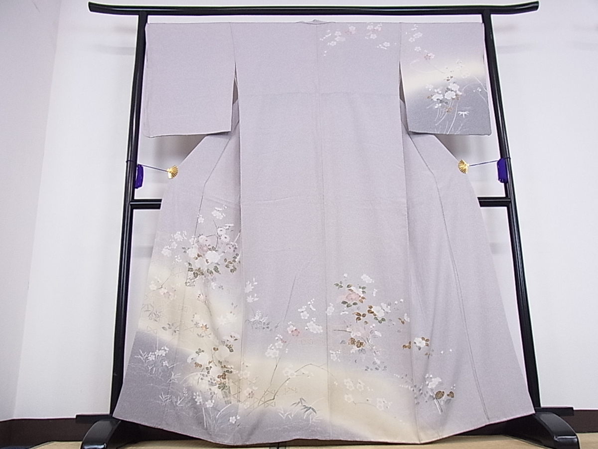  平和屋着物 訪問着 京友禅 葡萄蔦の葉草花文 たたき染め 逸品bi2565(仕立て上がり)｜売買されたオークション情報、yahooの商品情報をアーカイブ公開 - オークファン 仕立て上がり