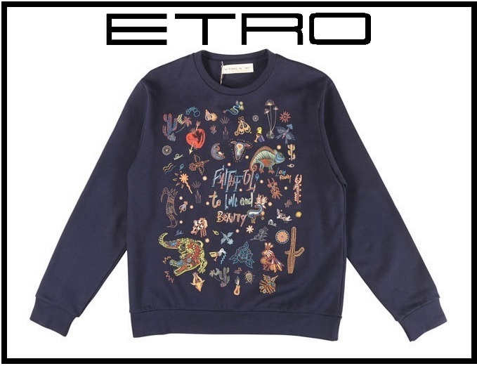 12万新品◇XL◇エトロジャパン◇紺ハンドペインティングプリント 