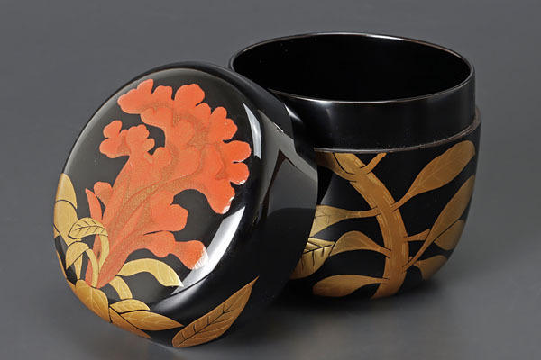 古美味】塗師 中村春悦 川上不白好 鶏頭蒔絵 大棗 茶道具 保証
