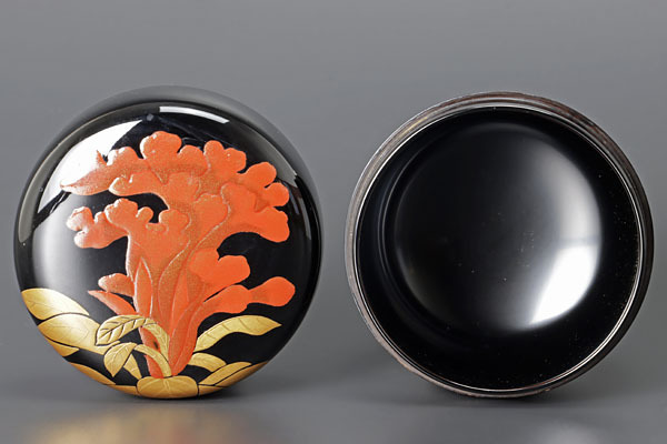 古美味】塗師 中村春悦 川上不白好 鶏頭蒔絵 大棗 茶道具 保証