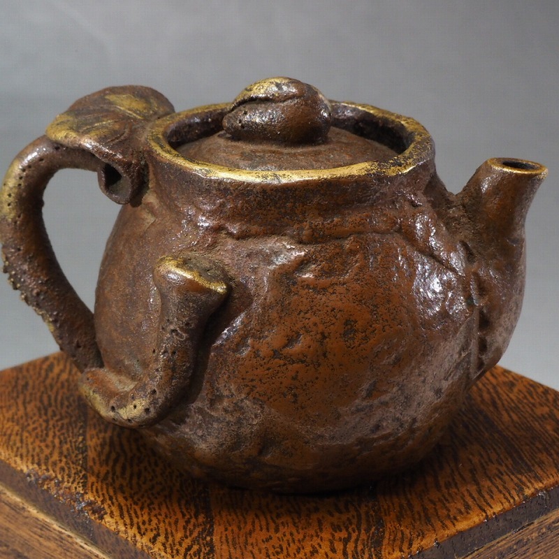 001 銅被急須 煎茶 共箱 急須 銘あり／ 古物 骨董 日本 茶道 茶道具