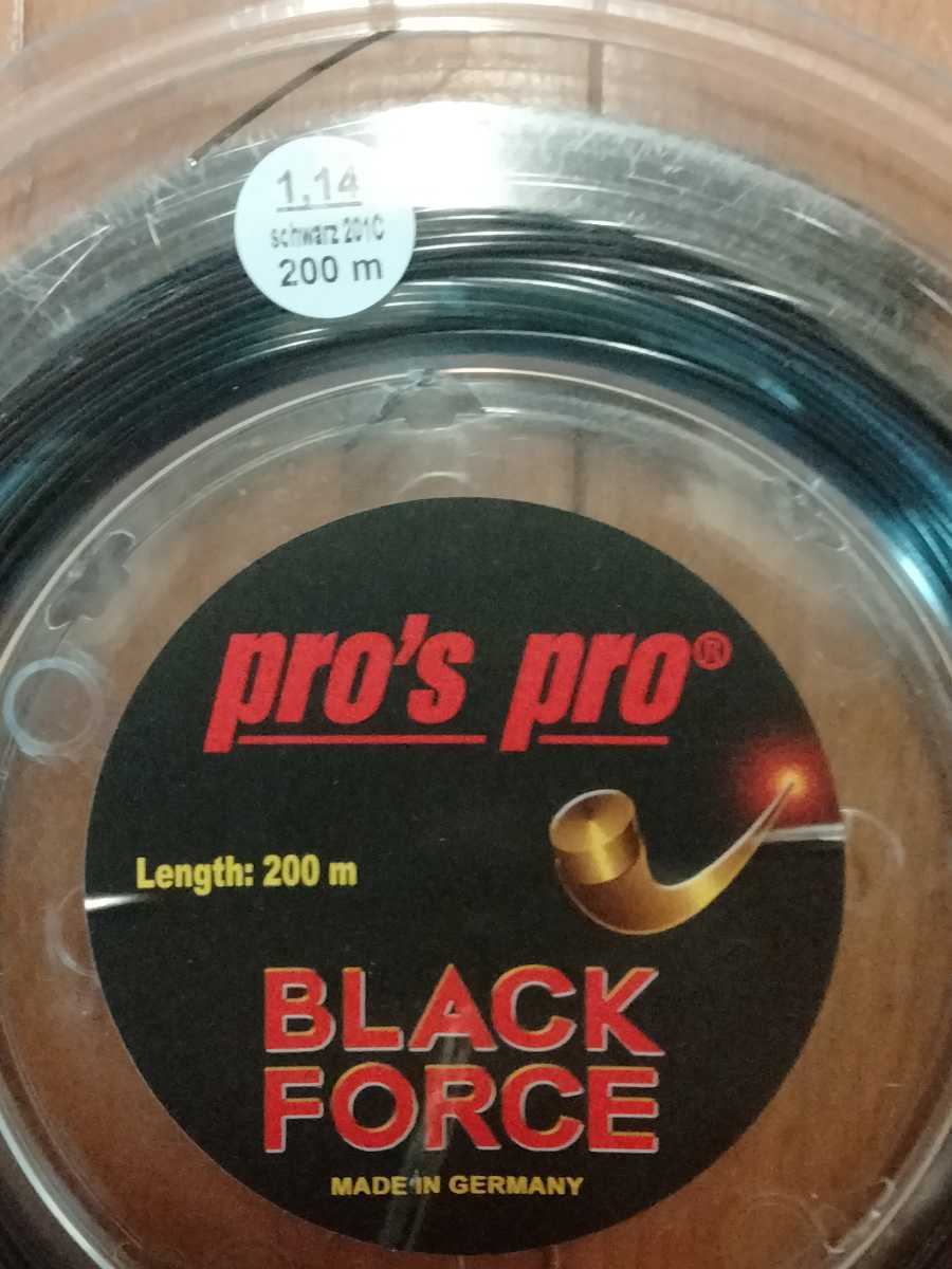 Pro's Pro Black Force 16 L 1.24 Mm – Corda Da Tennis In Mulinello Da 200 M, Poliestere Monofilamento, Nero
