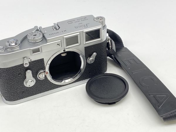 0201-1203K⑪966 Leica ライカ　M3　レンジファインダーカメラ　ボディ　シルバー　972823番台　ネックストラップ付き 名