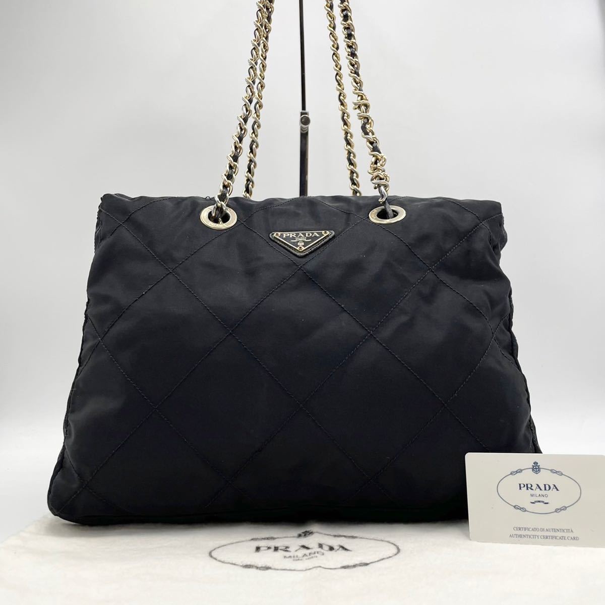 1円~ 最高級 PRADA プラダ ショルダーバッグ 三角ロゴプレート 