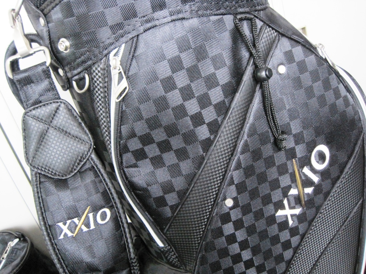 ○DUNLOP xxio ゼクシオ キャディバッグ ブラックチェック柄 C-X082 口