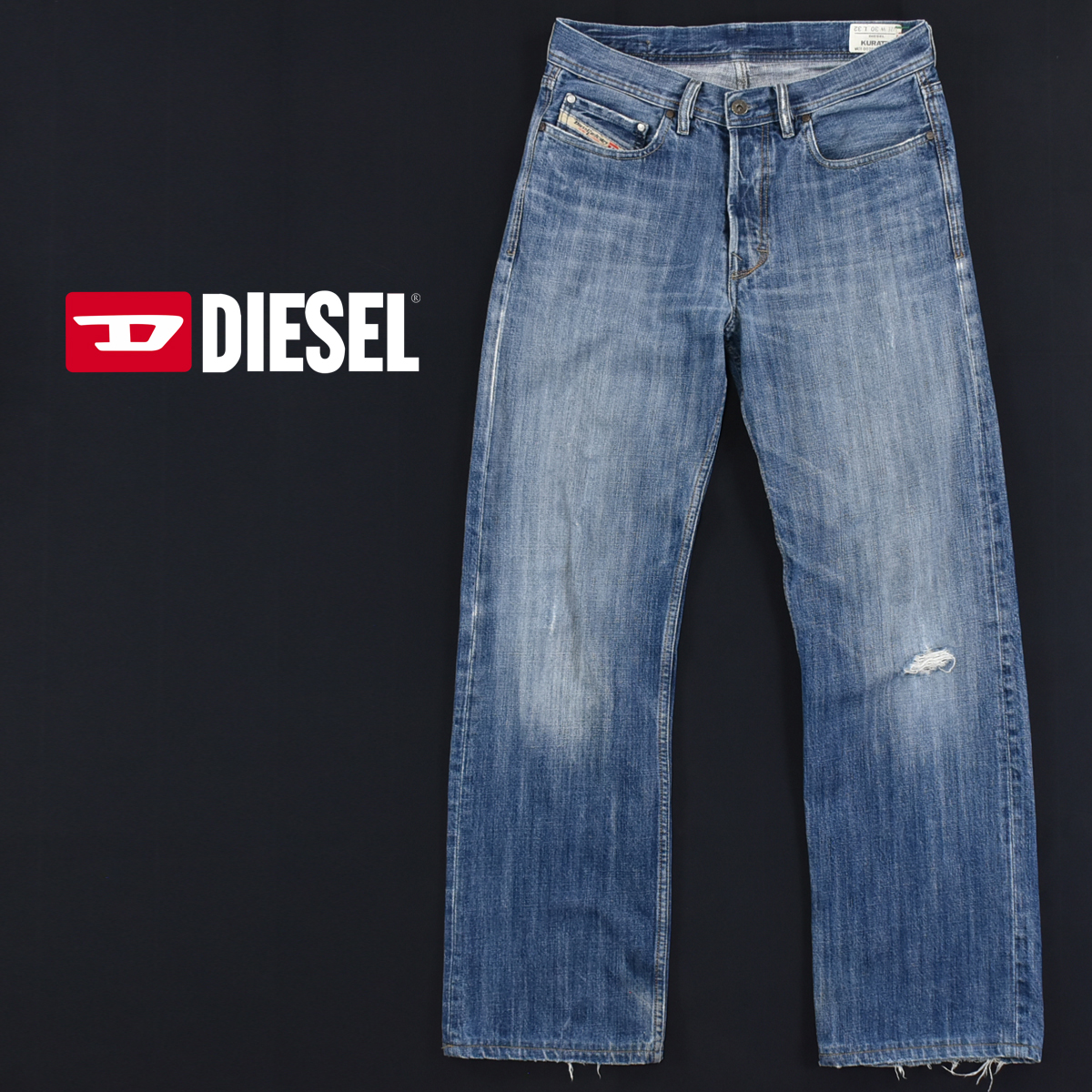 人気SALE，最新作 DIESEL ディーゼル イタリア製 KURATT ダメージ加工 ボタンフライ デニム パンツ ジーンズ インディゴ メンズ 30(W30)｜売買されたオークション情報、yahooの商品情報をアーカイブ公開 - オークフ 男性用