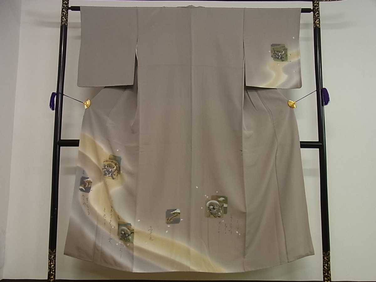花美人着物□訪問着 螺鈿 手描き 風神雷神 暈し染め 金彩 健勝苑扱い 