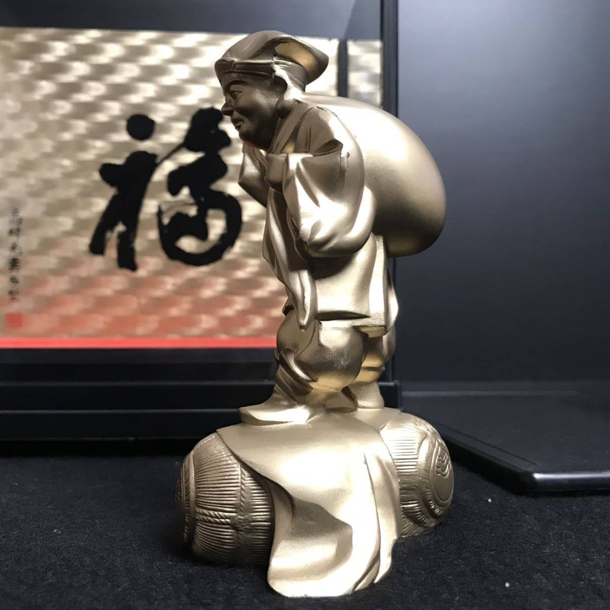 BY424] 高村光雲 原型 大黒天 大黒様 七福神 招福置物 ガラスケース