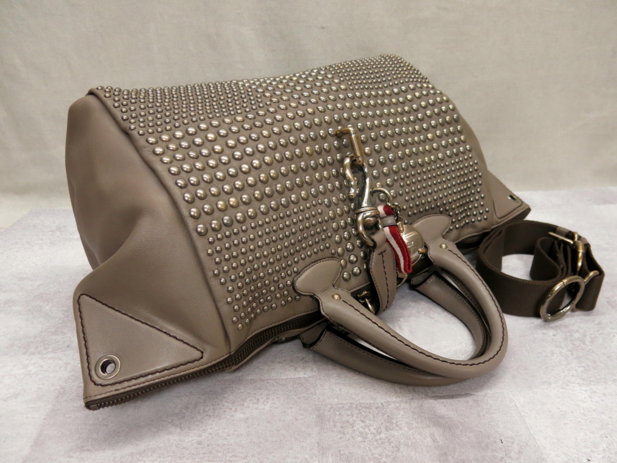 ○超美品○BALLY バリー○レザー 本革○スタッズ装飾 2way トート