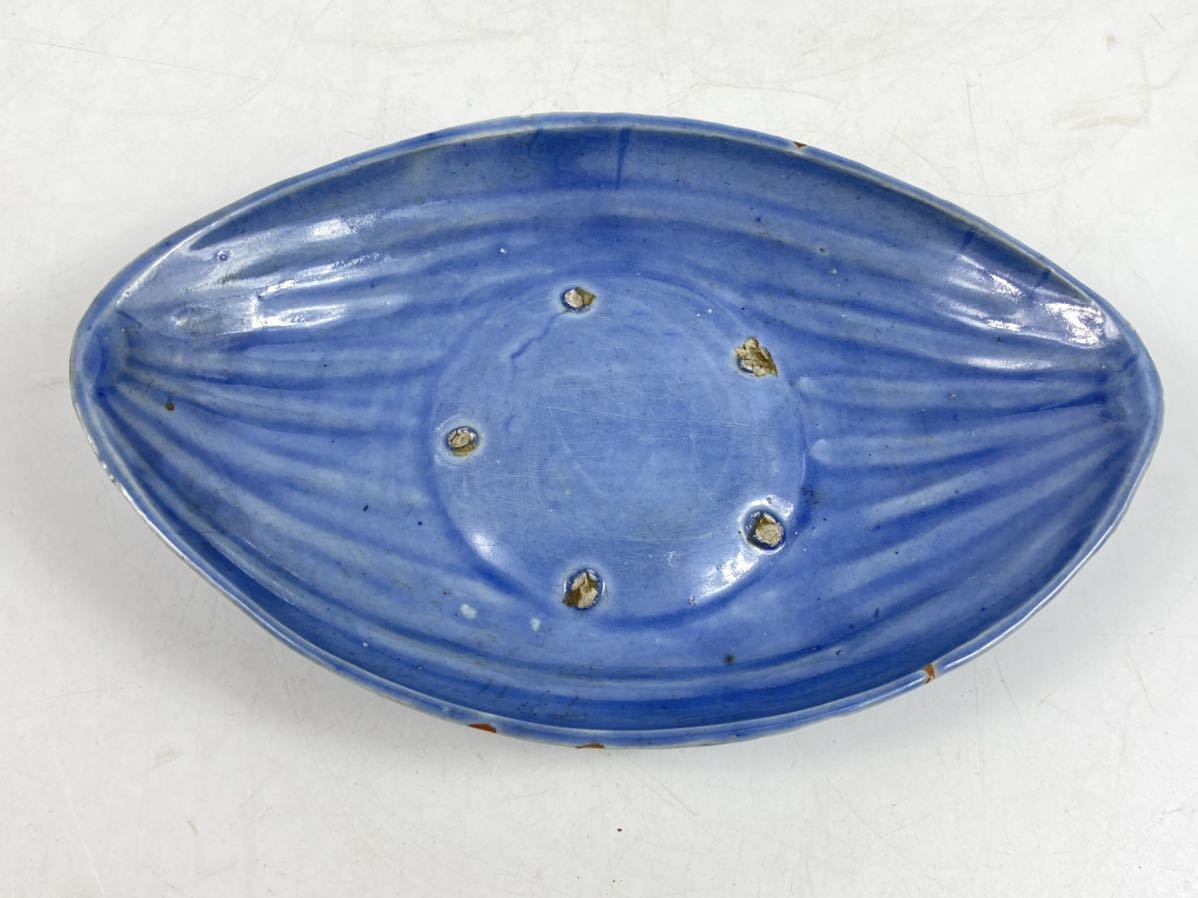 古董中国笔洗| eBay 朝中国古玩 古美術 筆洗 舟型 葉 染付 瑠璃 清