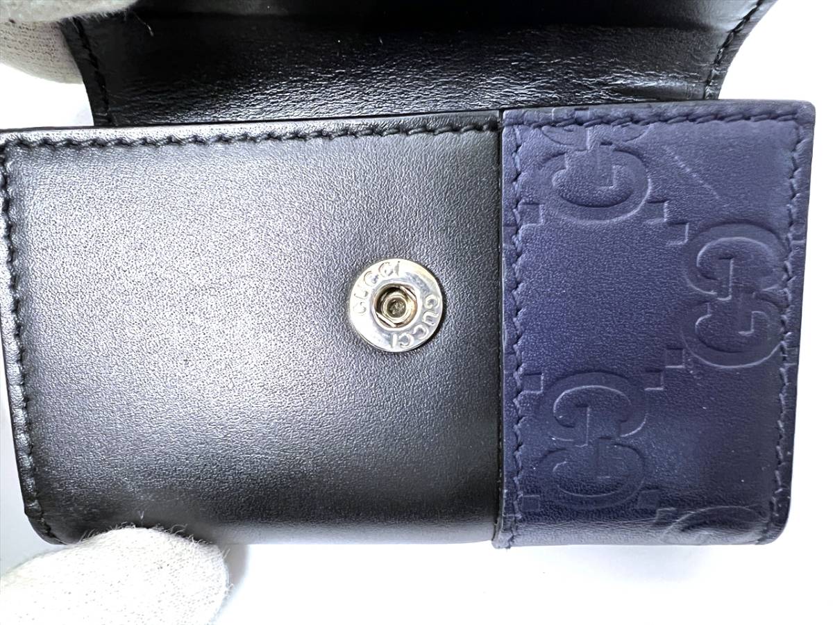 GUCCI グッチ キーケース 6連 シマ GG柄 レザー ブラック シリアル有