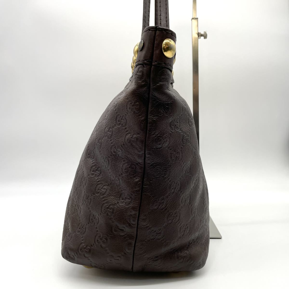 1円《最高級・極美品》GUCCI グッチ トートバッグ スタッズ シマレザー