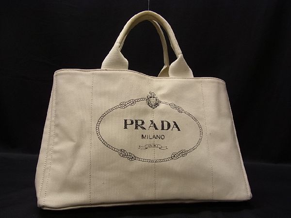 新作，爆買い 1円 PRADA プラダ カナパ キャンバス ゴールド金具 ハンドバッグ トート 手提げかばん 手持ちかばん レディース アイボリー系 Z1749sオ(ハンドバッグ)｜売買されたオークション情報、yahooの商品 かばん、バッグ