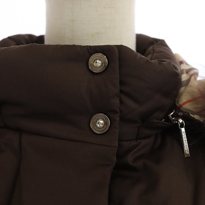 LONDON BURBERRY バーバリーロンドン ロンドンってどんなブランド？ BURBERRYLONDON ダークグレー バーバリー ロンドン BURBERRY LONDON ダウンジャケット ミドル丈 ハイネック 2WAY 裏地ノバチェック 160A フォックスファー 茶色