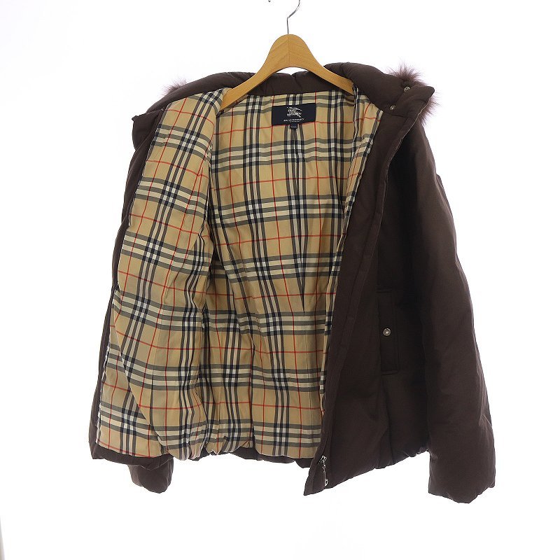 LONDON BURBERRY バーバリーロンドン ロンドンってどんなブランド？ BURBERRYLONDON ダークグレー バーバリー ロンドン BURBERRY LONDON ダウンジャケット ミドル丈 ハイネック 2WAY 裏地ノバチェック 160A フォックスファー 茶色
