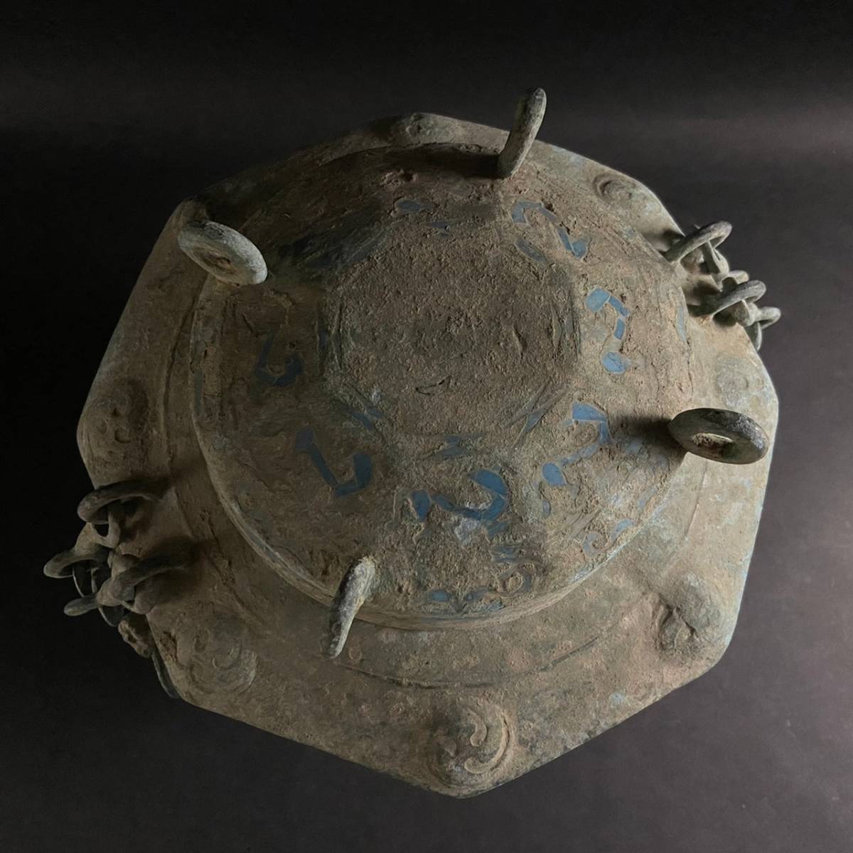 中国美術 時代 唐物 青銅器 トルコ石象嵌 遊環付獣足蓋物 高さ：30cm